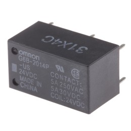 1 pcs - Omron PCB Mount Power Relay, 24V dc Coil, 5A Switching Current, DPST
