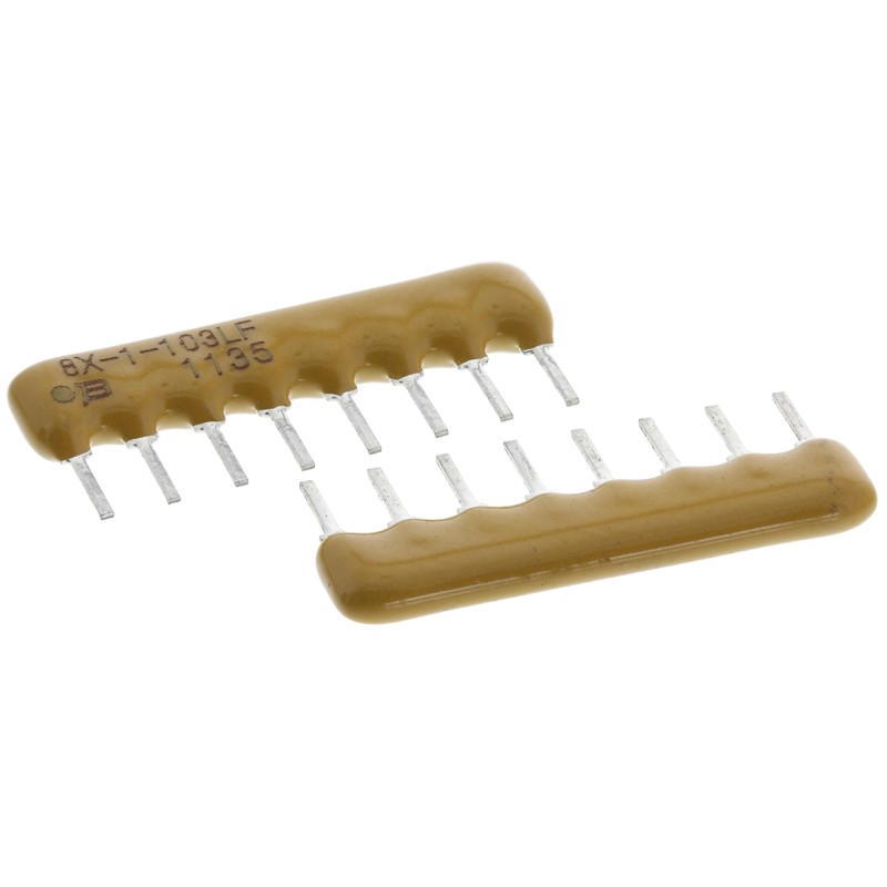 100 pcs - 4608X-101-103LF Bourns, 4600X 10kΩ ±2% Bussed Resistor Array, 7 Resistors, 1W total, SIP, Through Hole