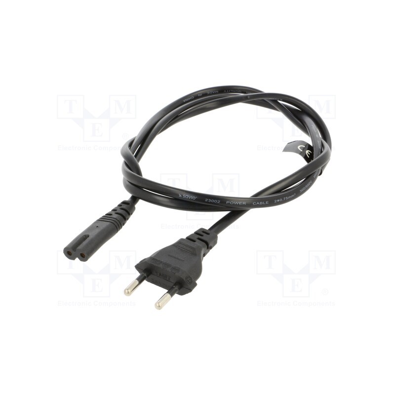 10 pcs : SAVKABELCL-97 - Cable, 2x0.5mm2, CEE 7/16 (C) plug,IEC C7 female, PVC, 1.2m, 2.5A