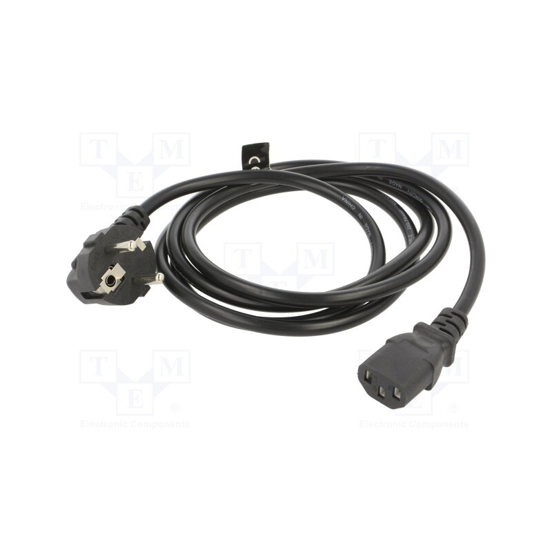10 pcs : SAVKABELCL-98 - Cable, 3x0.75mm2, CEE 7/7 (E/F) plug angled,IEC C13 female, PVC