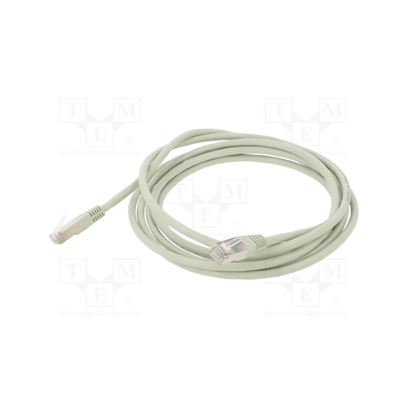 10 pcs : SAVKABELCLA-08 - Patch cord, F/UTP, 6, grey, 3m, RJ45 plug,both sides, 26AWG