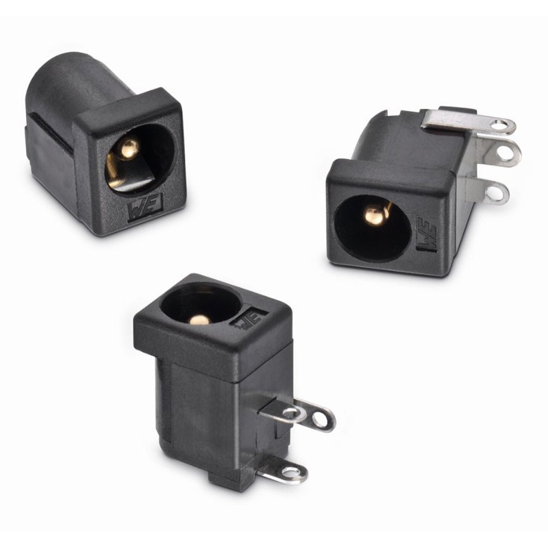 20 pcs - 694108301002 Wurth Elektronik, WR-DC Right Angle DC Socket Rated At 5.0A, 24.0 V, Panel Mount, length 9.0mm, Gold, Tin