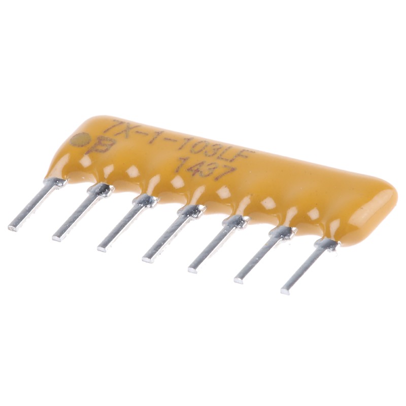 100 pcs - 4607X-101-103LF Bourns, 4600X 10kΩ ±2% Bussed Resistor Array, 6 Resistors, 0.88W total, SIP