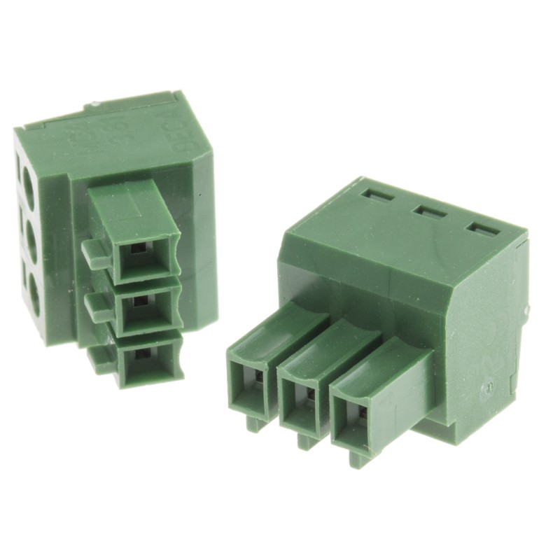 20 pcs - RS PRO 3.81mm Pitch 3 Way Pluggable Terminal Block, Plug, Cable Mount, Screw Termination