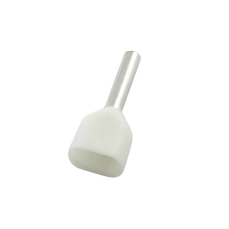 500 pcs - RS PRO Insulated Crimp Bootlace Ferrule, 8mm Pin Length, 2.1mm Pin Diameter, 2 x 0.75mm² Wire Size, White