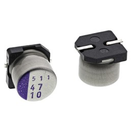 20 pcs - 10SVP47M Panasonic 47μF Surface Mount Polymer Capacitor, 10V dc