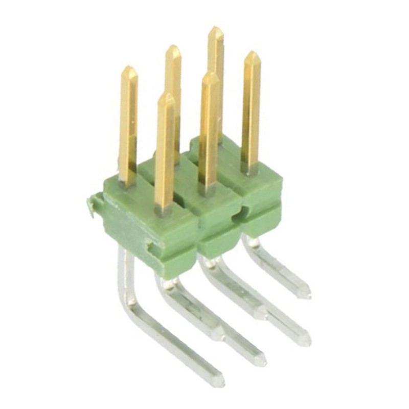 20 pcs - 825457-3 TE Connectivity AMPMODU MOD II Series Right Angle Through Hole Pin Header, 6 Contact(s), 2.54mm Pitch, 2 Row(s