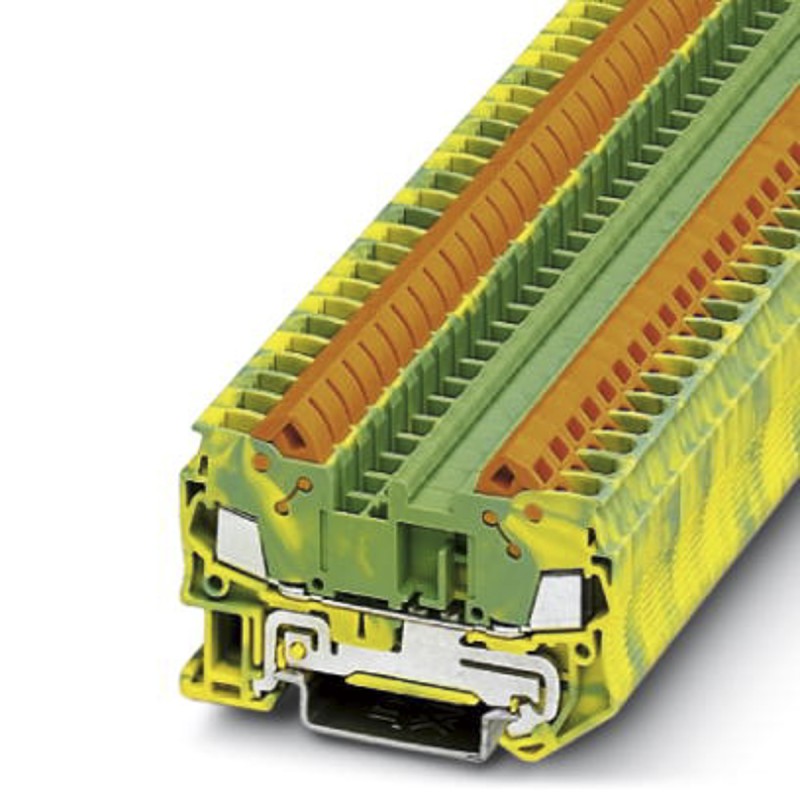 5 pcs - Phoenix Contact QTC 2.5-PE Series Green/Yellow Modular Terminal Block, 0.5 - 2.5mm², Single-Level, Quick Connect
