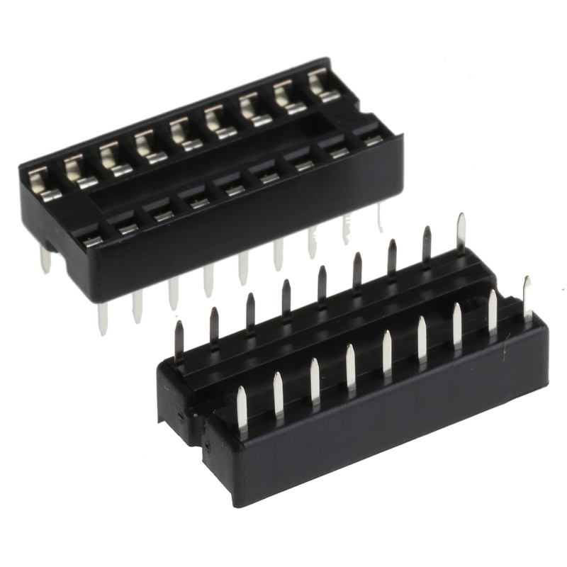 200 pcs - W3118TRC Winslow, W3100 2.54mm Pitch Vertical 18 Way, Through Hole Stamped Pin Open Frame IC Dip Socket, 10A