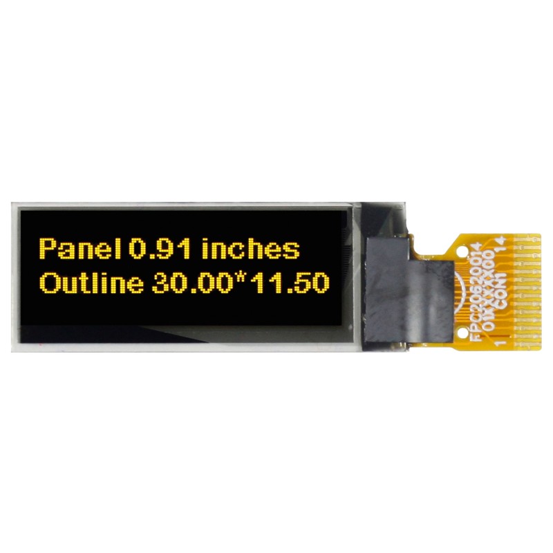 1 pcs - Midas 0.91in Yellow Passive matrix OLED Display 128 x 32pixels COG I2C Interface