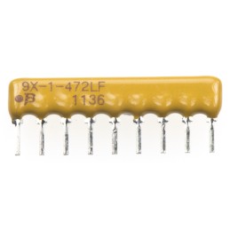 100 pcs - 4609X-101-472LF Bourns, 4600X 4.7kΩ ±2% Bussed Resistor Array, 8 Resistors, 1.13W total, SIP, Through Hole