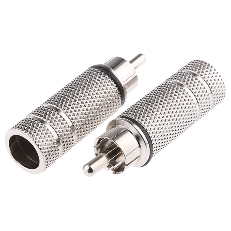 20 pcs - RS PRO Black Cable Mount RCA Plug, Nickel