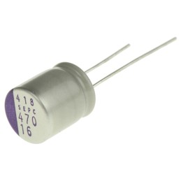 20 pcs - 16SEPC470M Panasonic 470μF Through Hole Polymer Capacitor, 16V dc