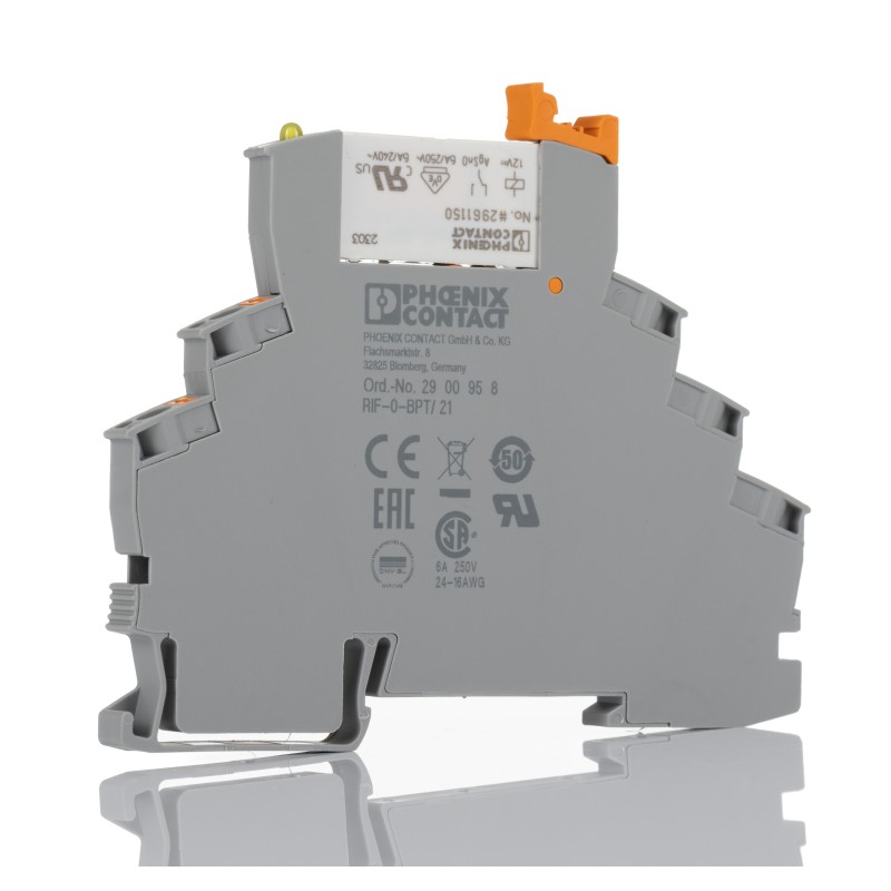 1 pcs - Phoenix Contact RIF-0-RPT-12DC/21 Series Interface Relay, DIN Rail Mount, 12V dc Coil, SPDT, 1-Pole