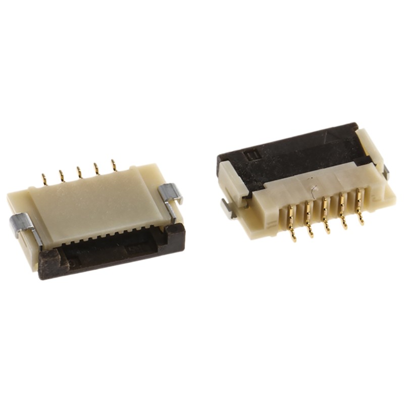 20 pcs - FH12-5S-1SH(55) Hirose, FH12 1mm Pitch 5 Way Right Angle Female FPC Connector, ZIF Bottom Contact