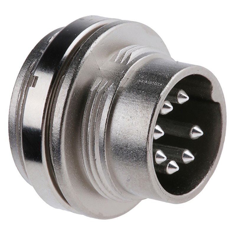 1 pcs - Amphenol Industrial, C 091 A 7 Pole M16 Din Plug, DIN 45329, 4A, 100 V IP40, Screw Lock, Male, Panel Mount
