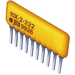 100 pcs - 4610X-102-103LF Bourns, 4600X 10kΩ ±2% Isolated Resistor Array, 5 Resistors, 1.25W total, SIP, Through Hole