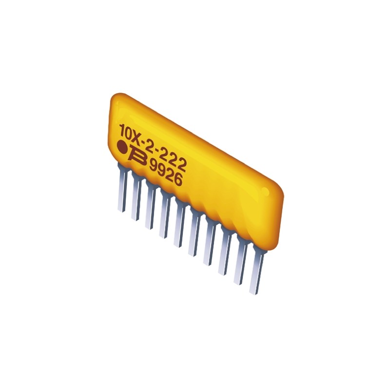 100 pcs - 4610X-102-103LF Bourns, 4600X 10kΩ ±2% Isolated Resistor Array, 5 Resistors, 1.25W total, SIP, Through Hole