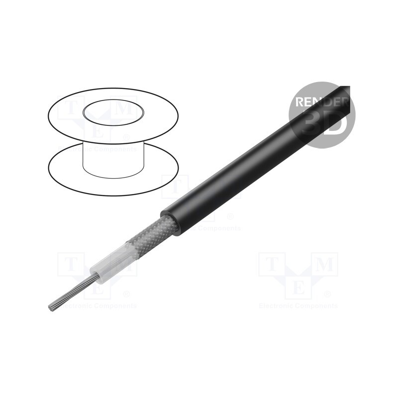 20 m : RG58CK - Wire: coaxial, RG58CK, stranded, Cu, PVC, black, 5mm, CPR: Eca