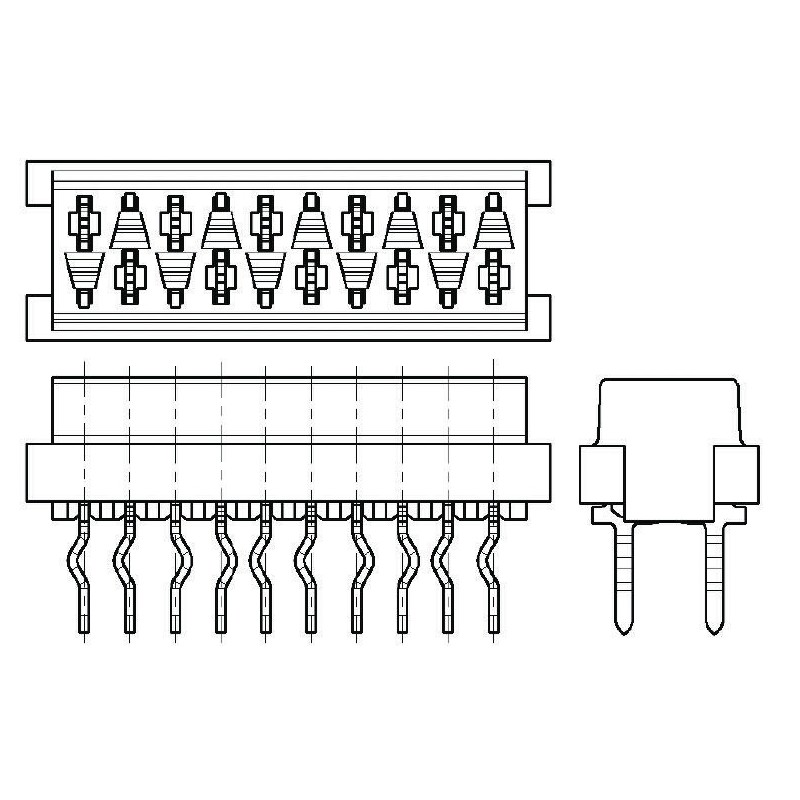 20 pcs - 1-215079-6 TE Connectivity Micro-MaTch Series Straight Through Hole Mount PCB Socket, 16-Contact, 2-Row, 2.54mm Pitch, 