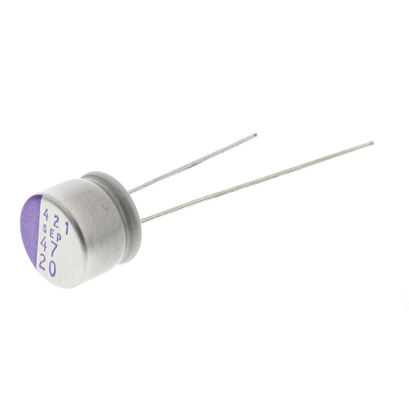20 pcs - 20SEP47M Panasonic 47μF Through Hole Polymer Capacitor, 20V dc