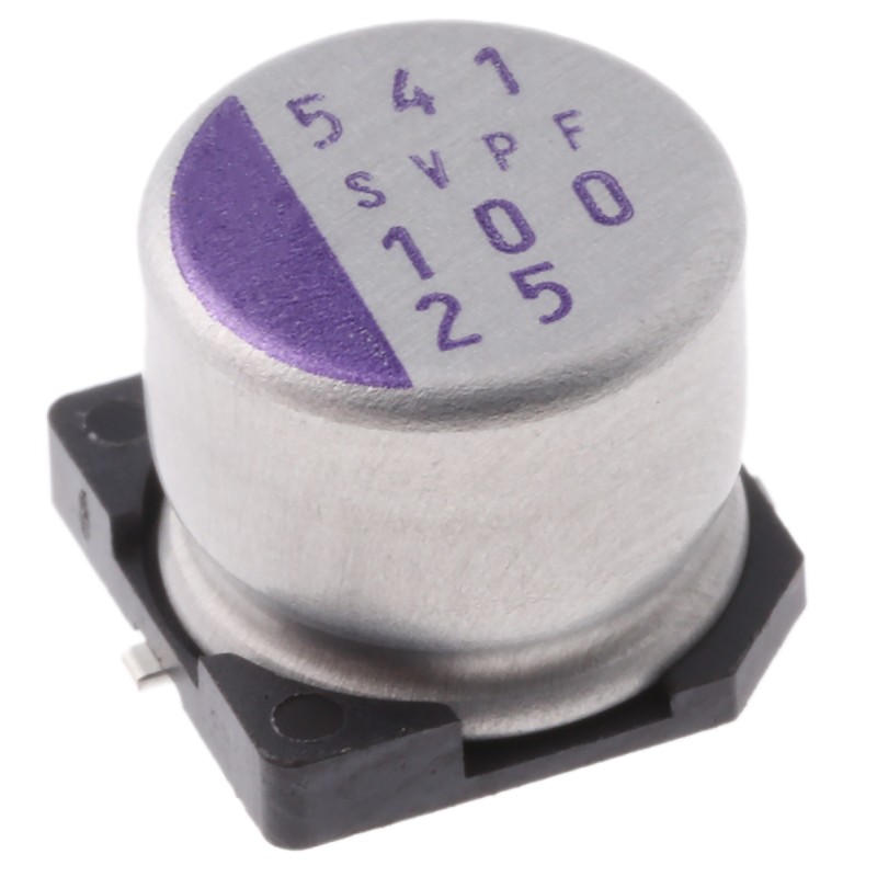 20 pcs - 25SVPF100M Panasonic 100μF Surface Mount Polymer Capacitor, 25V dc