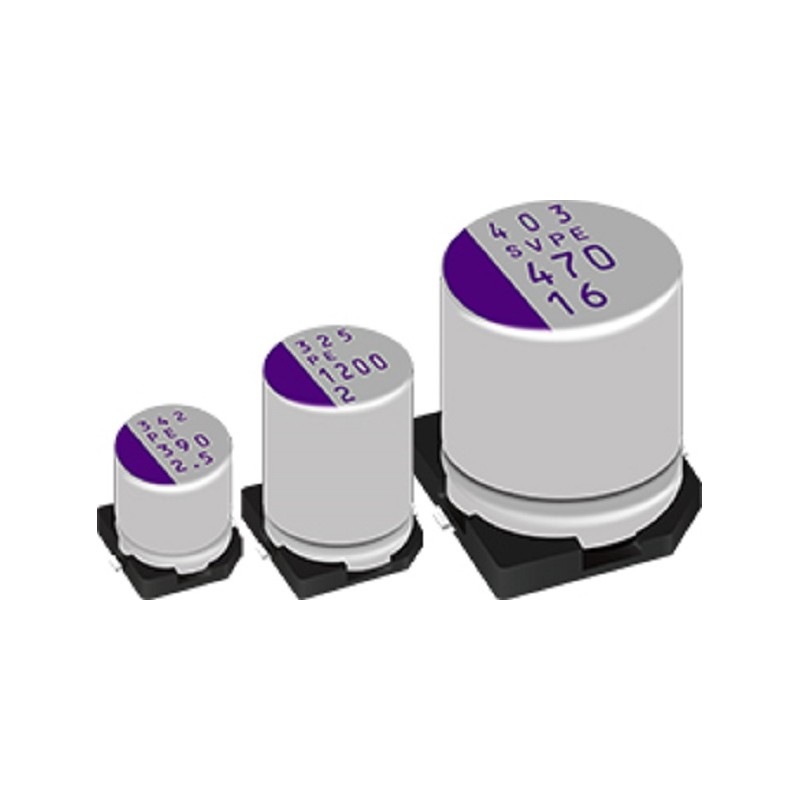 20 pcs - 6SVPE390M Panasonic 390μF Conductive Polymer Aluminium Solid Capacitor 6.3V dc, Surface Mount - 6SVPE390M
