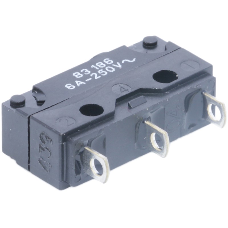 1 pcs - Crouzet Button Micro Switch, Solder Terminal, 6 A @ 250 V ac, SPDT, IP67