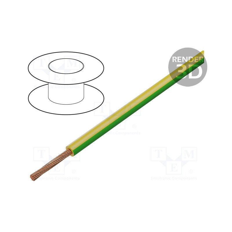 20 m : 60.7190-20 - Wire, FlexiPlast-E, 1x1mm2, stranded, Cu, green-yellow, 750V, 19A
