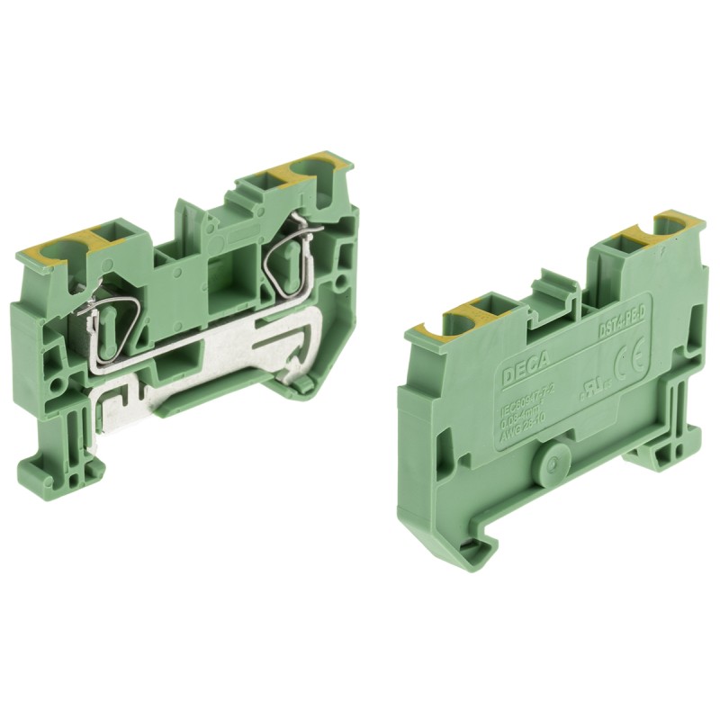 20 pcs - RS PRO Green/Yellow Feed Through Terminal Block, 4mm²