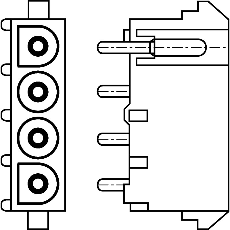 20 pcs - 154565 TE Connectivity, Commercial MATE-N-LOK Male Connector Housing, 6.35mm Pitch, 3 Way
