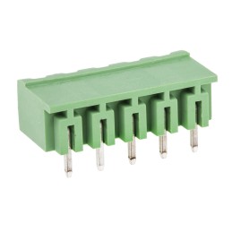 50 pcs - RS PRO 5.08mm Pitch 5 Way Right Angle Pluggable Terminal Block, Header, Through Hole, Solder Termination