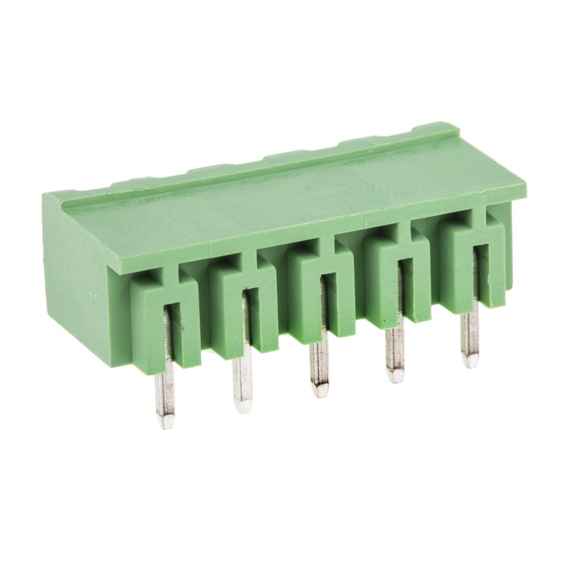 50 pcs - RS PRO 5.08mm Pitch 5 Way Right Angle Pluggable Terminal Block, Header, Through Hole, Solder Termination