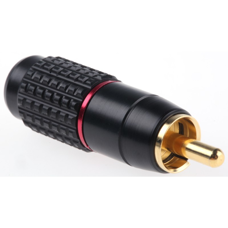 1 pcs - RS PRO Red Cable Mount RCA Plug, Gold
