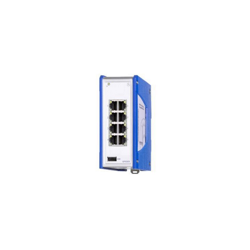 1 pcs - Hirschmann SPIDER Series Unmanaged Ethernet Switch, 8 RJ45 Ports, 100Mbit/s Transmission, 9.6 - 32V dc