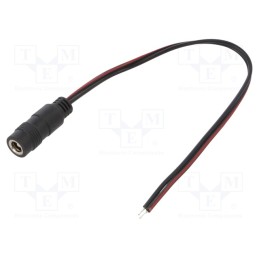 10 pcs : ECJ02F2555STST - Cable, 2x0.5mm2, wires,DC 5,5/2,5 socket, straight, black, 0.2m