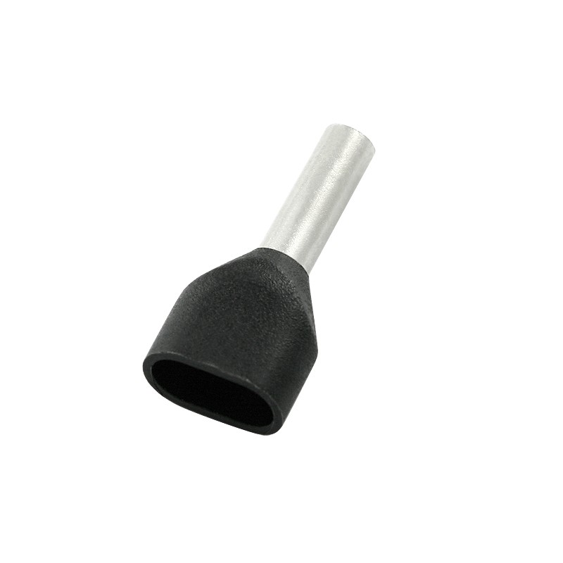 500 pcs - RS PRO Insulated Crimp Bootlace Ferrule, 12mm Pin Length, 2.6mm Pin Diameter, 2 x 1.5mm² Wire Size, Black
