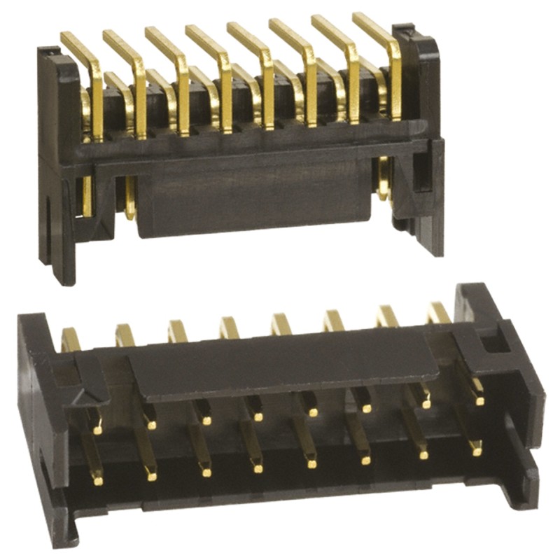 100 pcs - Hirose DF11 Series Right Angle Through Hole PCB Header, 16 Contact(s), 2.0mm Pitch, 2 Row(s), Shrouded