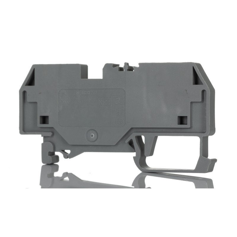 20 pcs - 282-901 Wago 282 Series Grey Feed Through Terminal Block, 6mm², Single-Level, Cage Clamp Termination