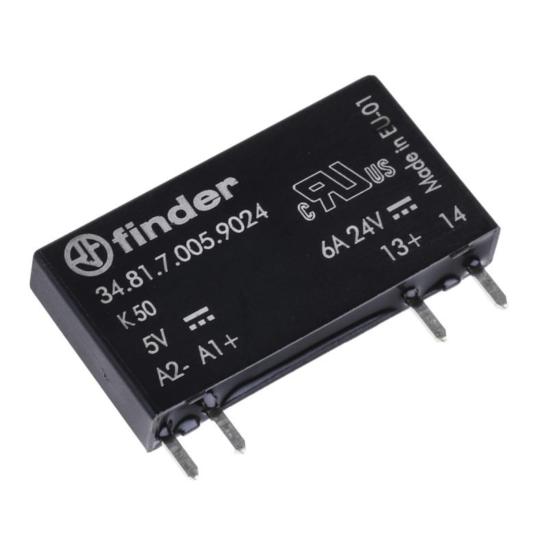 1 pcs - Finder 34 Series Solid State Relay, 6 A Load, PCB Mount, 24 V dc Load, 12 V Control