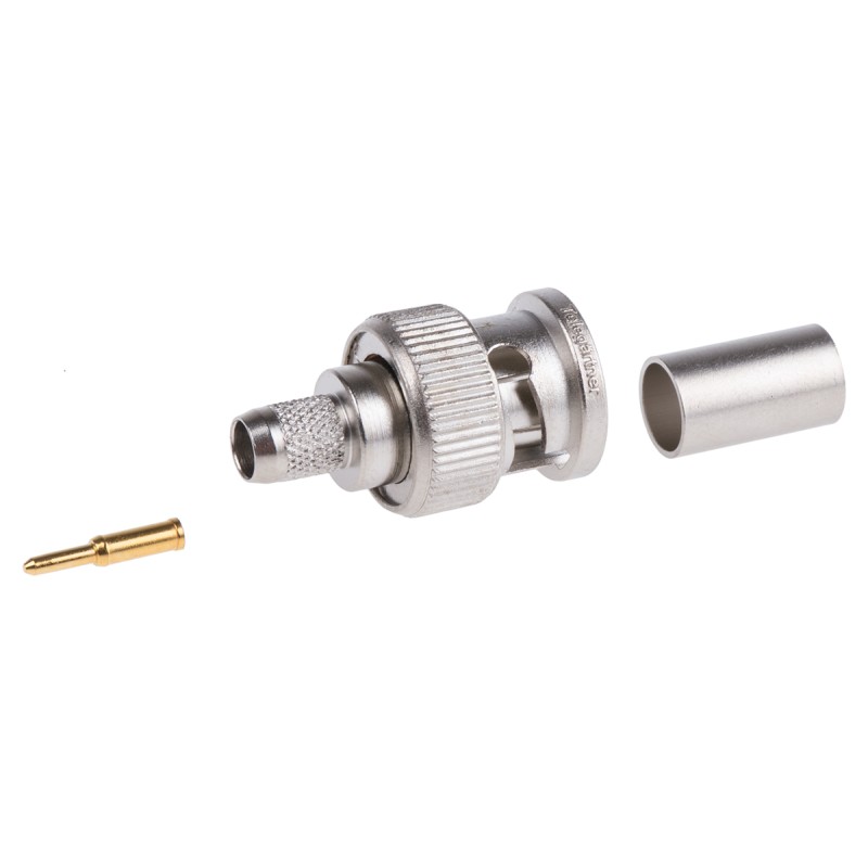 1 pcs - Telegartner, Plug Cable Mount BNC Connector, 75Ω, Crimp Termination, Straight Body
