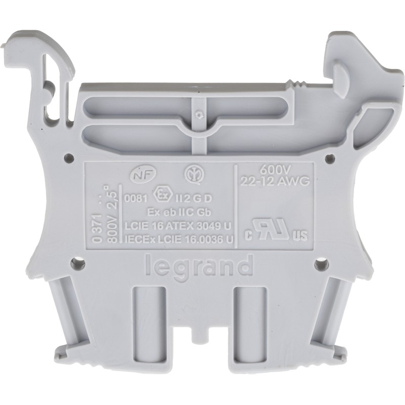20 pcs - 0 371 60 Legrand 371 Series Grey DIN Rail Terminal Block, 2.5mm², Single-Level, Screw Termination