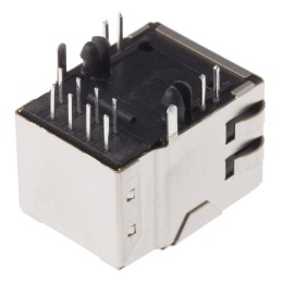 1 pcs - Bel-Stewart MagJack Series Female RJ45 Connector, Through Hole, STP Shield