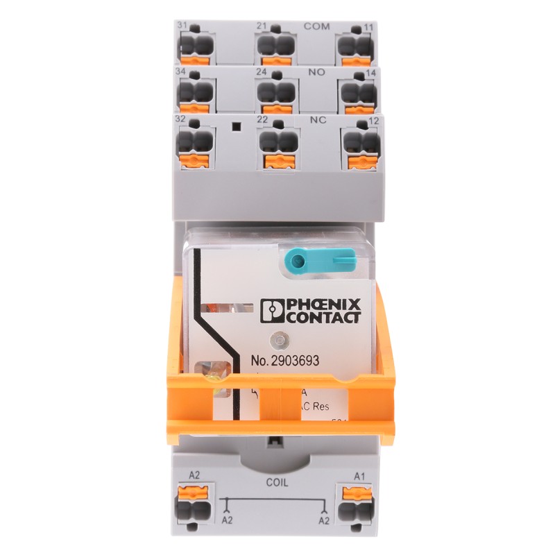 1 pcs - Phoenix Contact RIF-3-RPT-LDP-24DC/3X21 Series Interface Relay, DIN Rail Mount, 24V dc Coil, 3PDT, 3-Pole