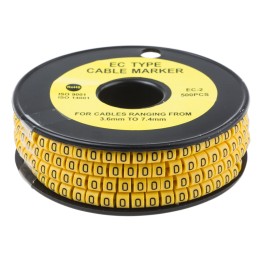 10 Reel of 500 - RS PRO Slide On Cable Markers, Black on Yellow, Pre-printed '0', 3.6 - 7.4mm Cable