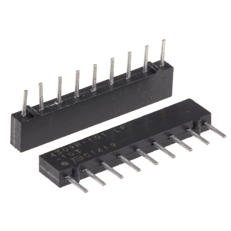 5 pcs - Bourns, 4600X 10kΩ ±2% Bussed Resistor Array, 8 Resistors, 1.13W total, SIP