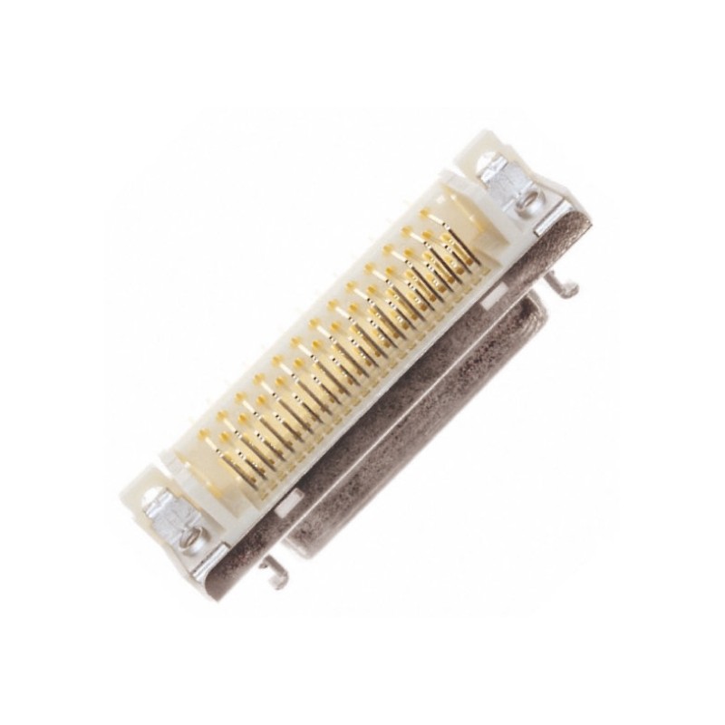 1 pcs - 3M, 102 Female 50 Pin Right Angle Through Hole PCB Socket 1.27mm Pitch, Solder, Quick Latch