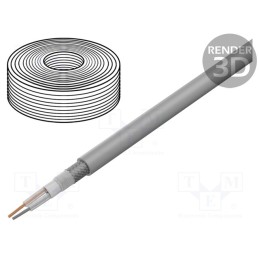 10 m : C128 GRAY - Wire: microphone cable, 2x0.35mm2, grey, OFC, -15÷70°C, PVC