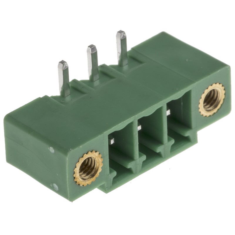 50 pcs - RS PRO 3.81mm Pitch 3 Way Right Angle Pluggable Terminal Block, Header, Through Hole, Solder Termination