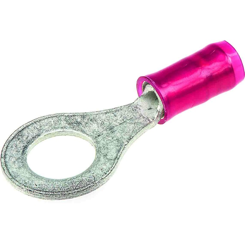 100 pcs - 2-34149-1 TE Connectivity, PLASTI-GRIP Insulated Ring Terminal, M5 Stud Size, 0.26mm² to 1.65mm² Wire Size, Red